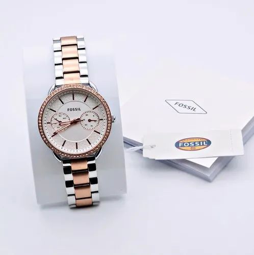 Fossil Tailor ES4264 White Dial Watch Dualtone Belt