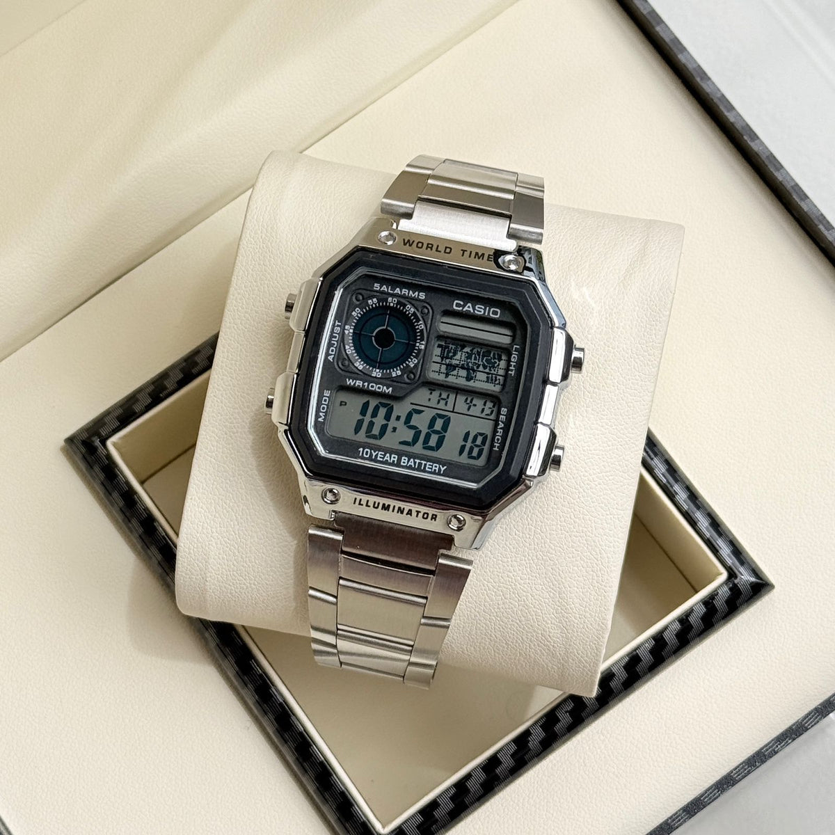 Casio vintage Digital stainless steel strap watch