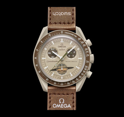 Swatch Omega x Moon Mission To Saturn Speedmaster Bezel Brown Moonswatch