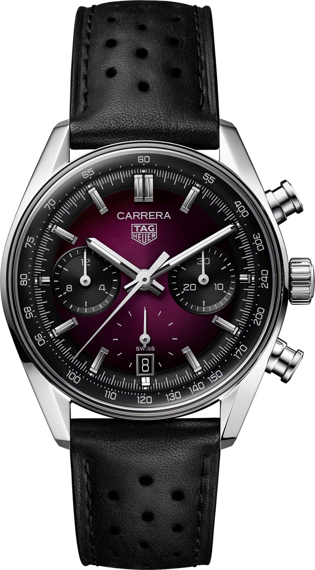 Tag_Heuer Carrera Chronograph Purple Dial Leather