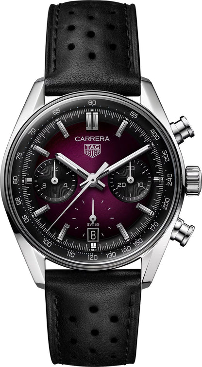 Tag_Heuer Carrera Chronograph Purple Dial Leather
