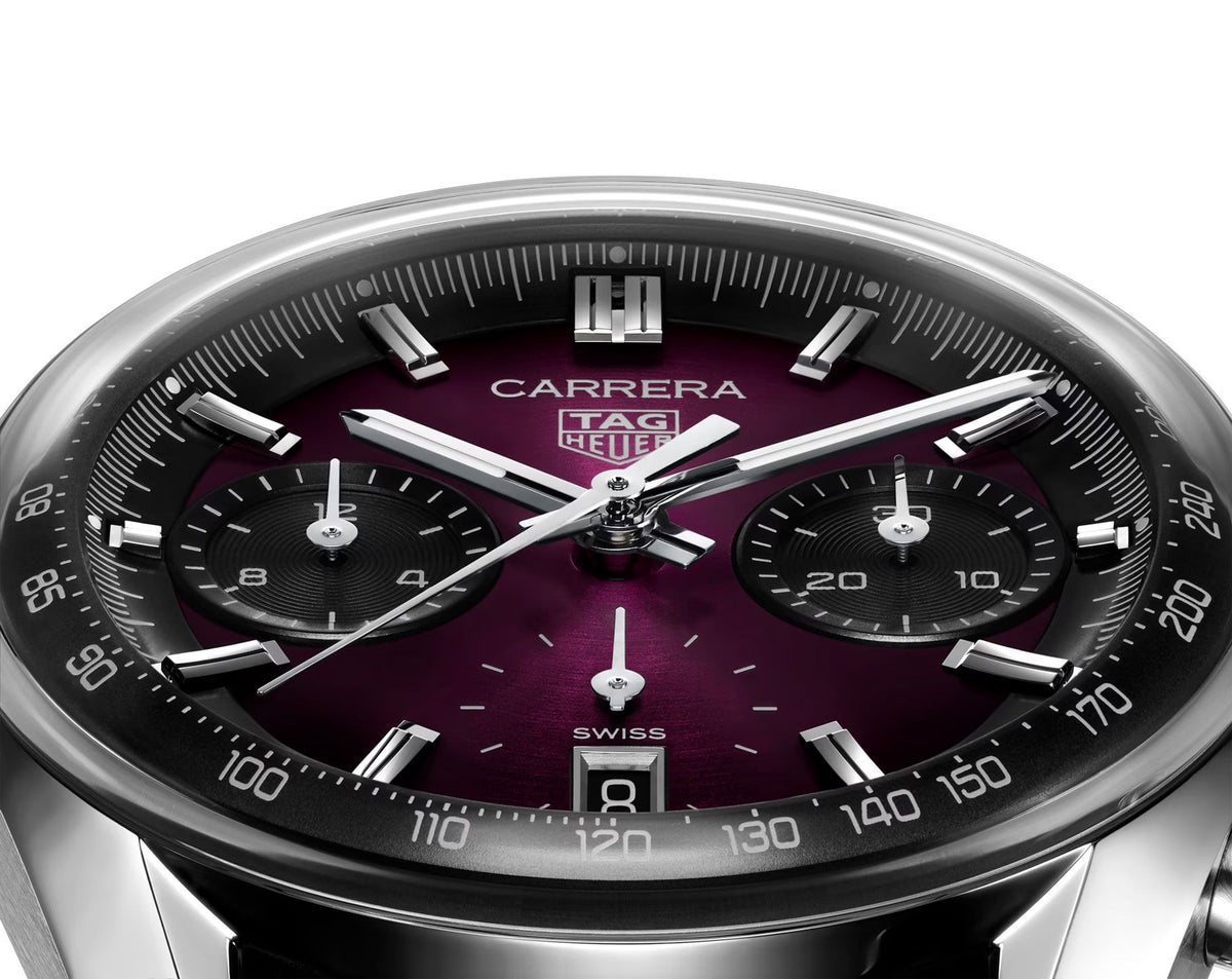 Tag_Heuer Carrera Chronograph Purple Dial Leather