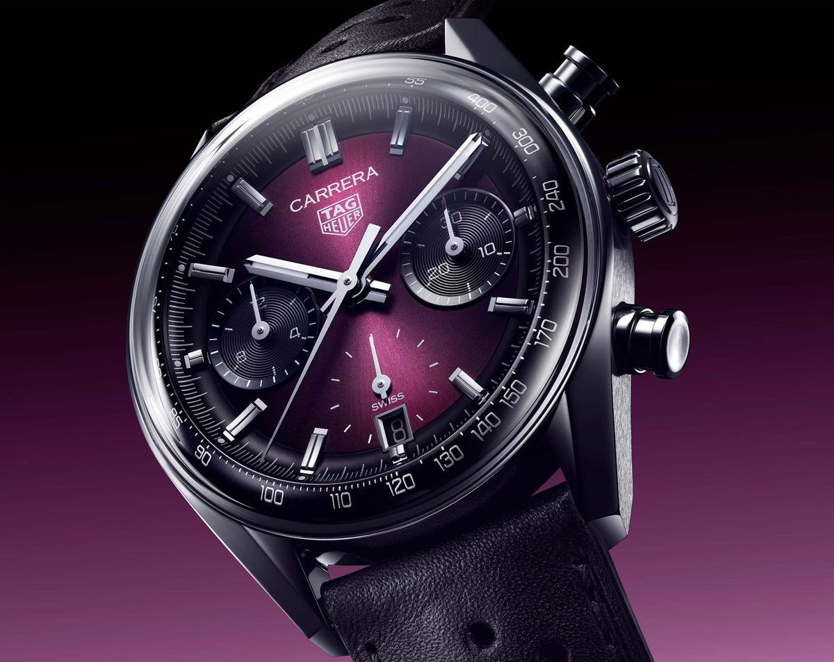 Tag_Heuer Carrera Chronograph Purple Dial Leather