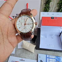 Tissot Leather Belt Brown Copper White Dial Watch