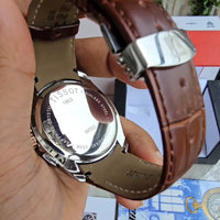 Tissot Leather Belt Brown Copper White Dial Watch