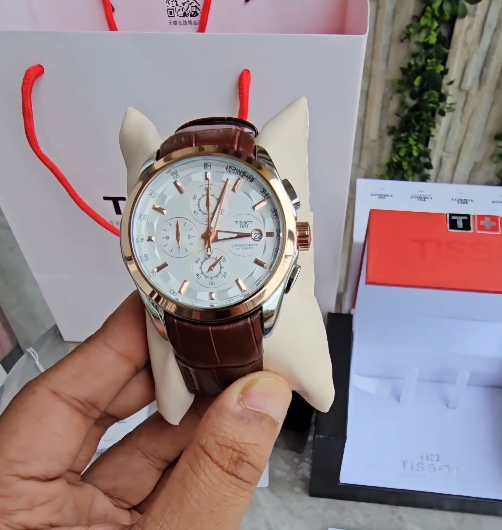 Tissot Leather Belt Brown Copper White Dial Watch – Maniac Watches